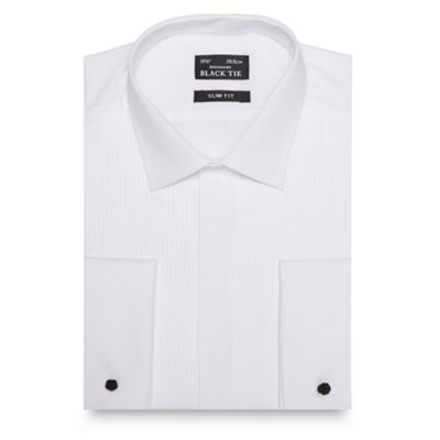 Black Tie Big and tall white narrow pleated slim shirt